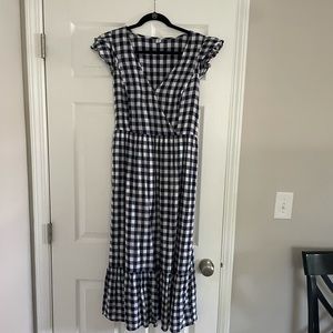 Old Navy navy gingham midi dress
